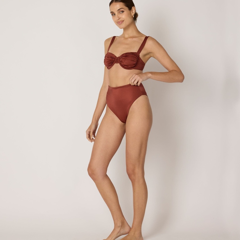 Cleobella Kimber Bikini High Waist Bottom Chai Size S Swim Vacation Resort